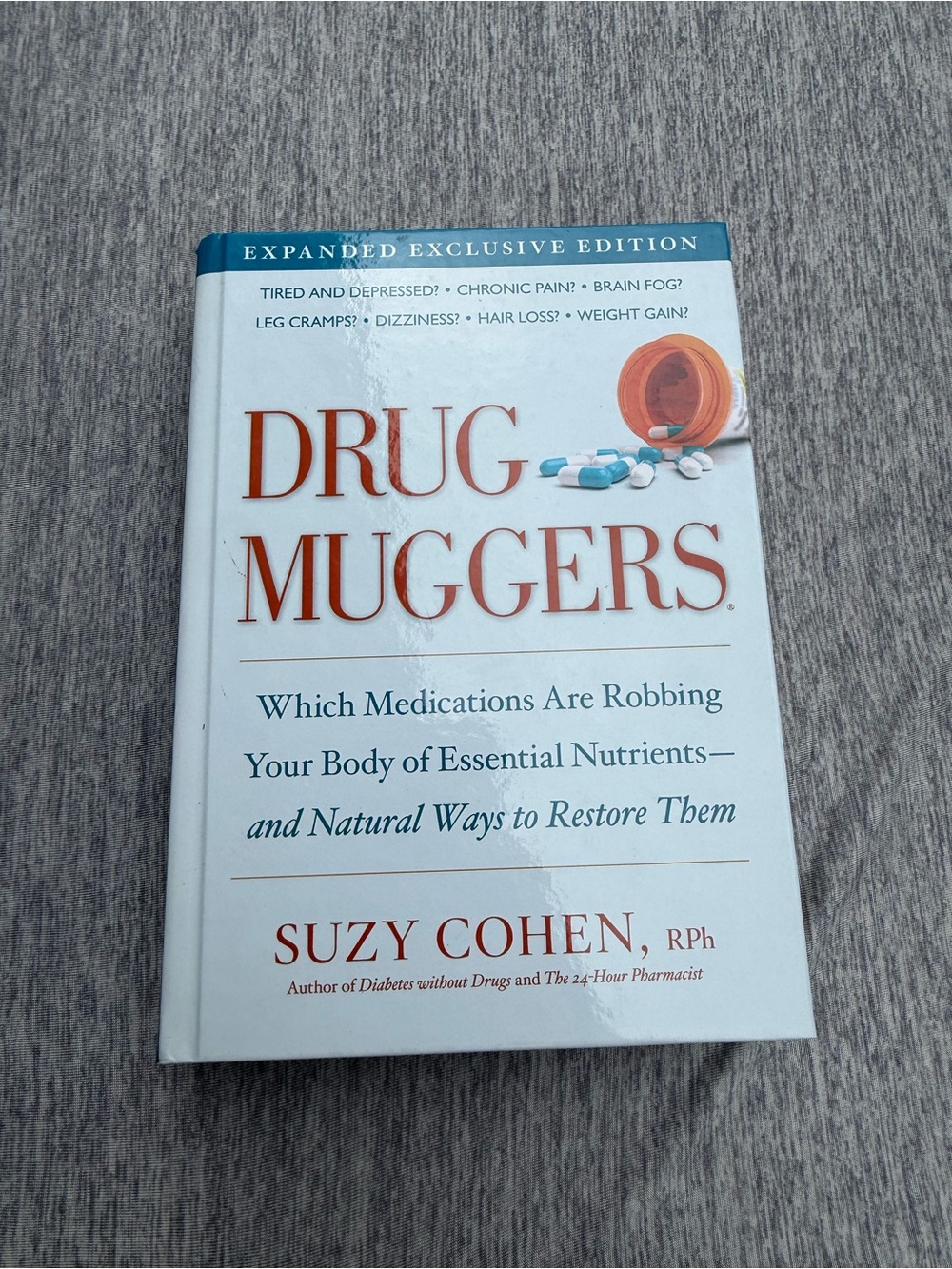 Suzy Cohen Drug Muggers Book - White and Blue Cover